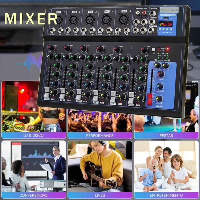 Gambar MG07BT audio mixer DJ AUDIO 7ch Support Bluetooth/USB/PC/MP3 playback Recording equipment Singing.. dari feraarumi undefined Tokopedia