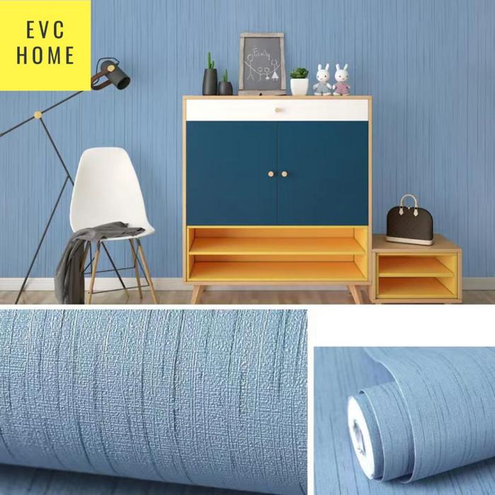 Gambar Evchome 60Cm X 5M Wallpaper Sticker Dinding Salur Tekstur 3D Korea Premium/Wallstiker Embos Dekorasi Dinding - Blue, 60cm x 5m dari dayaanae undefined Tokopedia