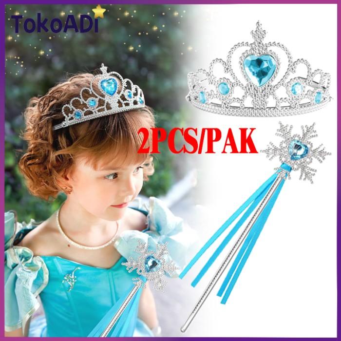 Gambar Aksesoris Frozen Elsa Anna 2in1 Mahkota+ Tongkat Mahkota Elsa Frozen Dan Tongkat Peri 2 In 1 - 2PCS/SET dari Adi-Star_NEW undefined Tokopedia