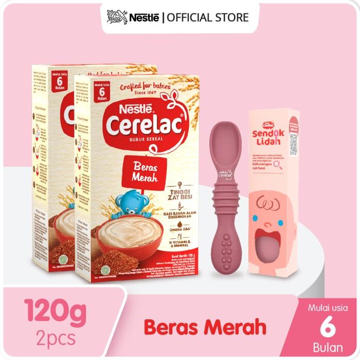 Gambar CERELAC Bubur Bayi Rasa Beras Merah Box 120g x2pcs Free Sendok Lidah dari Littlee Love Baby undefined Tokopedia
