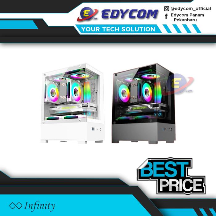 Gambar CASING INFINITY NOIR FREE 3 FAN - mATX GAMING CASE - BLACK dari Edycom undefined Tokopedia
