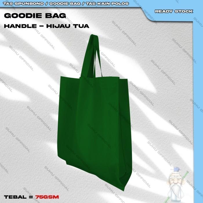 Gambar KHUSUS SABLON GOODIE BAG TAS BELANJA SPUNBOND HANDLE TOTEBAG - HIJAU TUA, S=KECIL(25X35) dari SUHU undefined Tokopedia