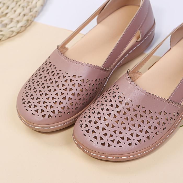Summer Plus Size Casual Ladies Sandals European And American Thick Bottom  Hollow Solid Color Ladies Single Shoes Wedge Sandals