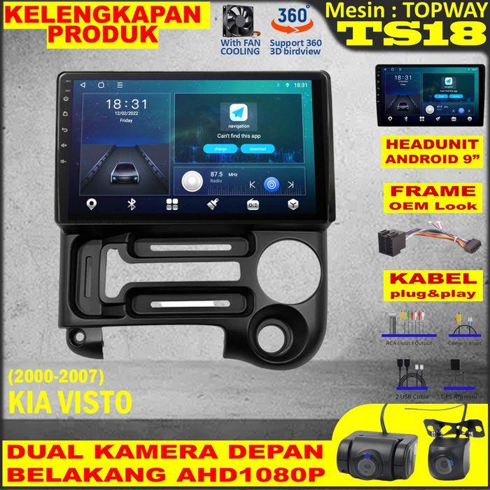 Gambar Paket Headunit Android 9 inch + Frame + Soket PNP Kia Visto 2000-2007 Topway TS18 UIS8581A-Octacore 1.6 GHz-RAM 2GB-DSP AKM AK7604VQ-SIM Card 4G-IPS QLED-FAN-Android Auto-Carplay-Split Screen-Double Din Kartu GSM terjangkau - Paket B3, 2/32GB FHD IPS dari Sanjo Auto Store undefined Tokopedia