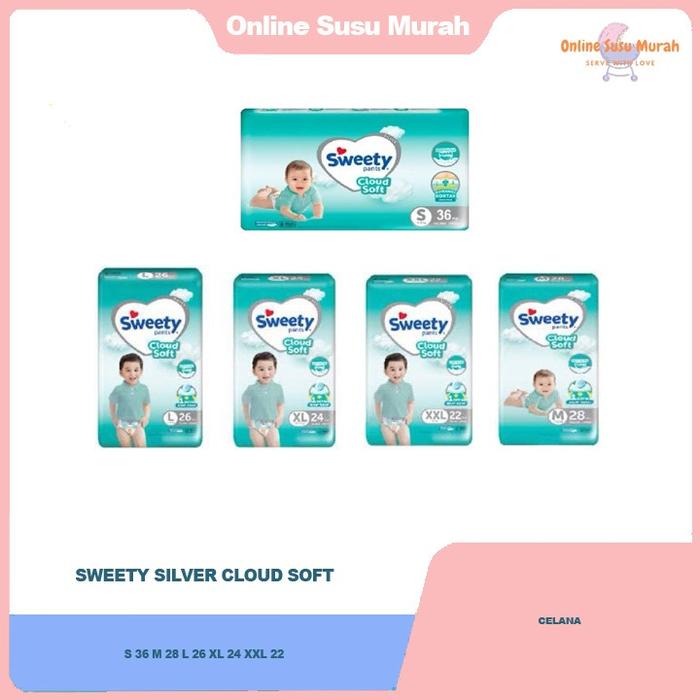 Gambar SWEETY SILVER PANTS S36 M28 L26 XL24 XXL22 CLOUD SOFT CUSHION S 36 M 28 L 26 XL 24 XXL 22 - SILVERM28 dari Sumiallshop undefined Tokopedia