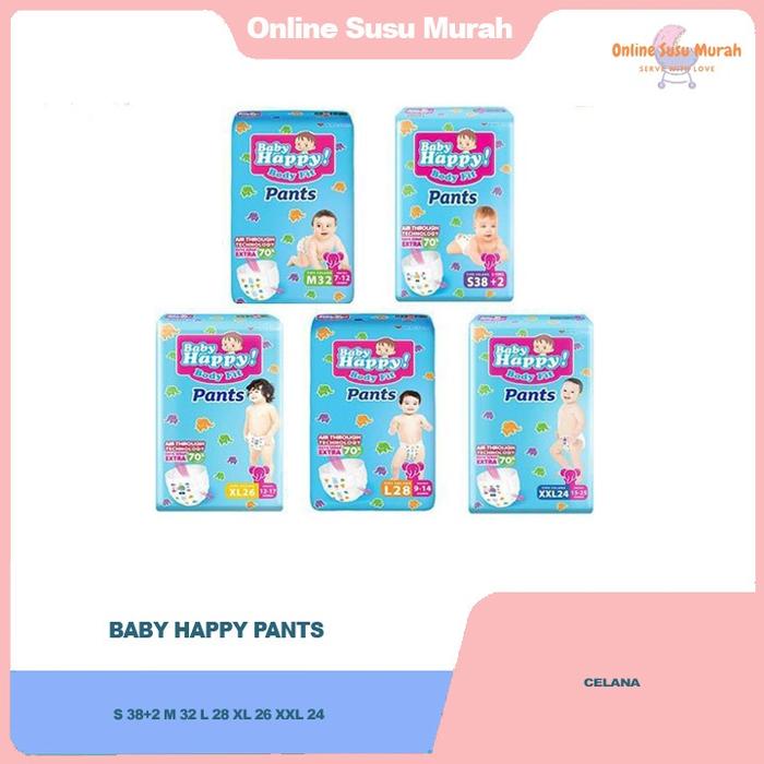 Gambar BABY HAPPY PANTS M32 L28 XL26 XXL24 S38+2 POPOK CELANA M 32 L 28 XL 26 XXL 24 S 38+2 - M32 dari Sumiallshop undefined Tokopedia