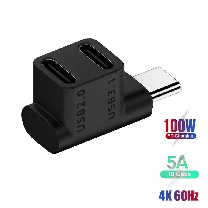Gambar 2 in 1 USB C Male to USB C Female Converter Adapter PD140W 20Gbps 8K@60Hz Converter 1 to 2 USB Adapter for Steam Deck Rog Ally Nintendo Switch - T2 - C+C dari AinWare undefined Tokopedia
