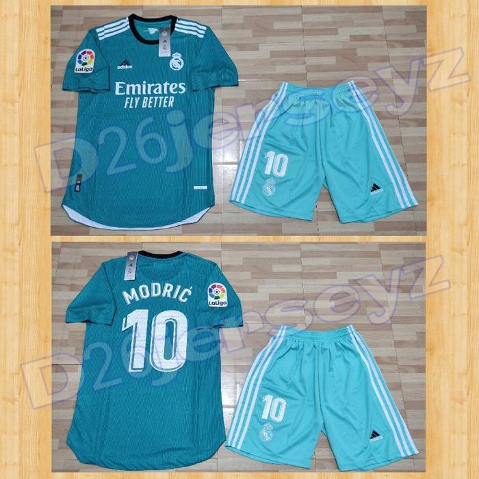 Gambar Jersey Real Madrid 3rd Player Issue + Celana 2021 / 2022 OFFICIAL + Cetak nama FONT La Liga + Patch dari Earth mall undefined Tokopedia