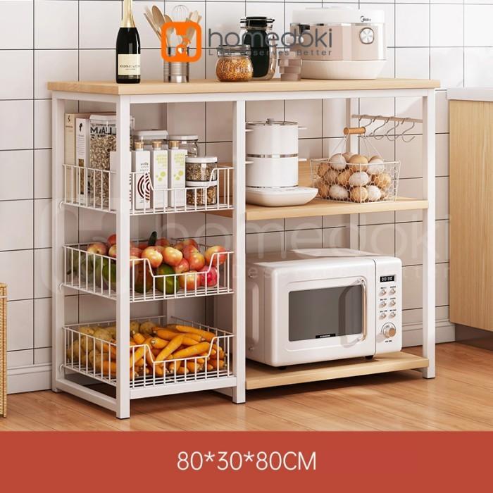 Gambar Homedoki Rak/ Dapur Susun Minimalis Rak /Oven Microwave Bumbu Dapur/ Serbaguna Minimalis/ Kayu Serbaguna Rak - A SML 80*30*80 dari Homedoki Surabaya undefined Tokopedia