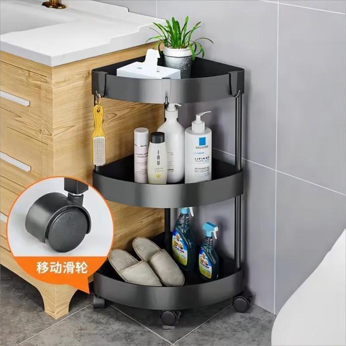 Gambar Rak Sudut Lantai Beroda Rak Bumbu Dapur Rak Kamar Mandi Handuk Salon Tingkat Susun Kitchen set Organizer Kitchenset Tempat Sabun Penyimpanan Closet Mesin Cuci Peralatan Toilet Wc Meja Ruang Tamu Kamar Tidur Bed Beside Rack Murah Termurah - Hitam 3 Susun dari Xomad Store undefined Tokopedia