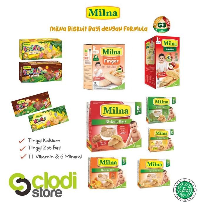 Gambar MILNA BISKUIT BAYI 6+ 130g / UNTUK 6 BULAN KEATAS BABY FINGER 8+ snack dari KripikGass undefined Tokopedia