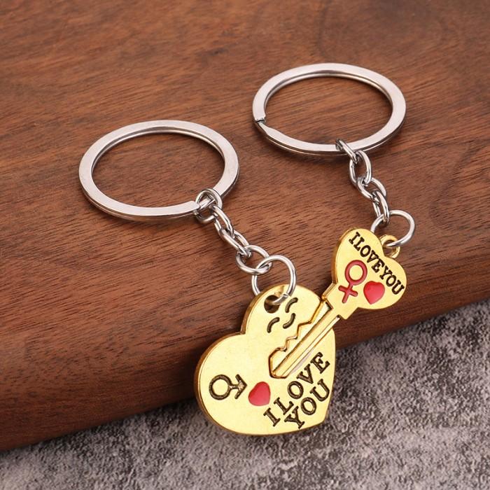Gambar GK35 Gantungan Kunci 2 pcs Sepasang I Love You Keychain - gold dari Dneo Store undefined Tokopedia