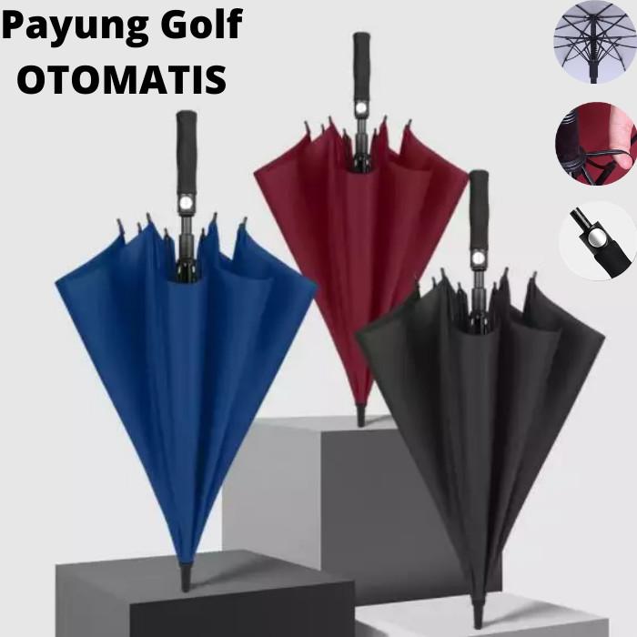 Gambar Payung Jumbo Besar Payung Golf Otomatis Premium Mewah Kuar Kokoh Fiber - Random Warna dari Mega Store Express undefined Tokopedia