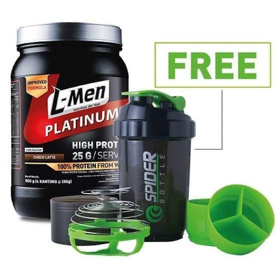 Gambar L-Men Platinum 800gr Whey Protein +FREE Spider Shaker Lmen - TawarUnflavored, Shaker Spider - Kacang Hijau, Shaker Spider dari nahestore undefined Tokopedia