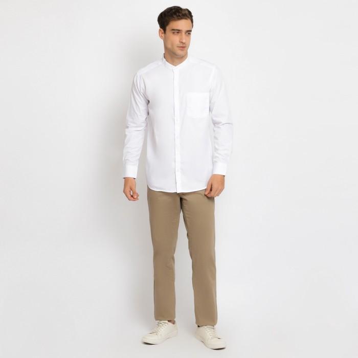 Gambar Kemeja Pria Lengan Panjang Kerah Shanghai Polos Warna Putih OLRK004 - M dari Dancus undefined Tokopedia