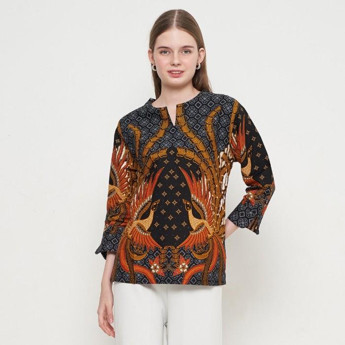 Gambar Blouse Batik Wanita Lengan Panjang Warna Hitam OLR152 - Big Size dari Dancus undefined Tokopedia