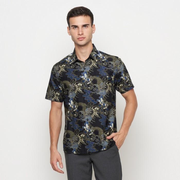 Gambar Kemeja Batik Pria Atasan Batik Modern Lengan Pendek Motif Biru OLR090 - L dari Dancus undefined Tokopedia