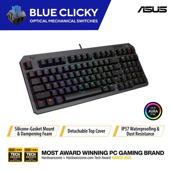 Gambar TUF Gaming K3 Gen II keyboard with compact 97-key layout, optical-mechanical RGB switches - Blue dari ROG Component Store undefined Tokopedia