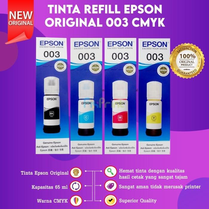 Gambar Tinta Epson 003 Original Refill Printer L1210 L1216 L1250 L1256 L3110 L3210 L3250 L3256 L3550 L3551 L1110 L5290 L5296 Cyan Meganta Yellow Black Hitam Warna Merah Kuning Biru Ori Indonesia 1 SET - Original Box, Black dari FixPrint Plus undefined Tokopedia