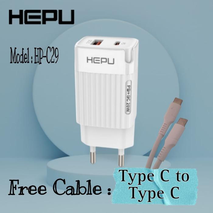 Gambar Flash Charger Kit HEPU HP-C29 Dual Port (USB & Type C) dengan Data Cable - Putih, C TO C dari Hepu Store undefined Tokopedia