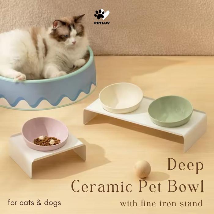 Promo Ceramic Pet Feeding Bowl DEEP Cat Dog/Tempat Makan Anjing