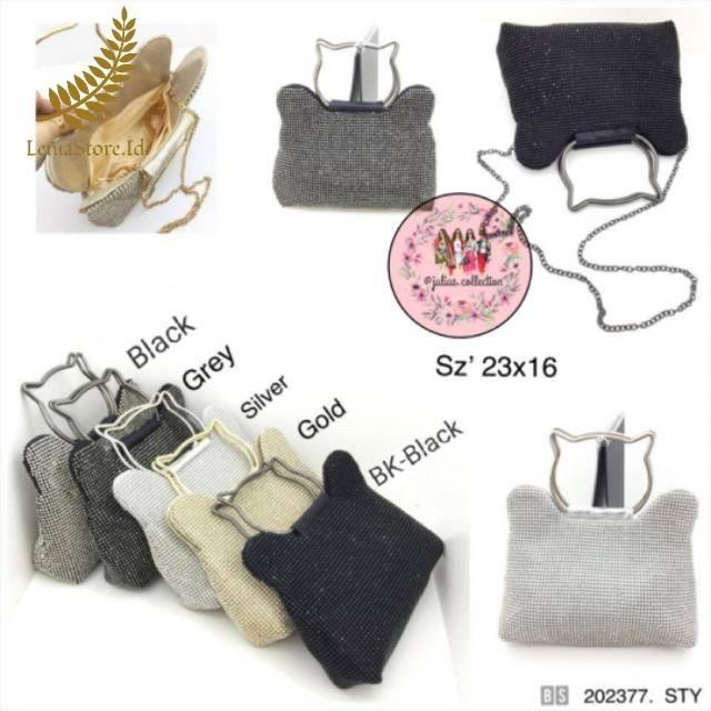 Gambar Tas pesta clutch wanita mewah dan elegan terbaru kitty premium quality - BK-Black dari Leniastore.id undefined Tokopedia