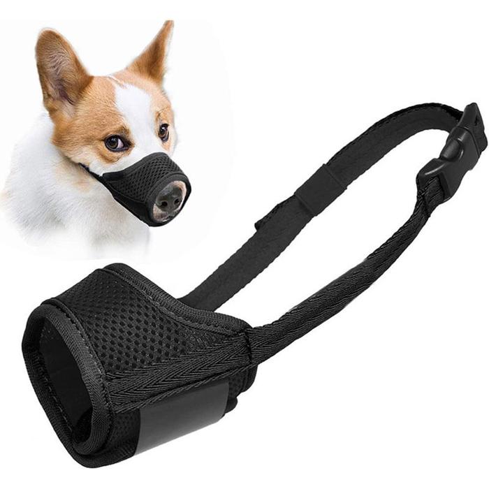 Jual Pet Dog Adjustable Bark Bite Mesh Mouth Muzzle Grooming Anti