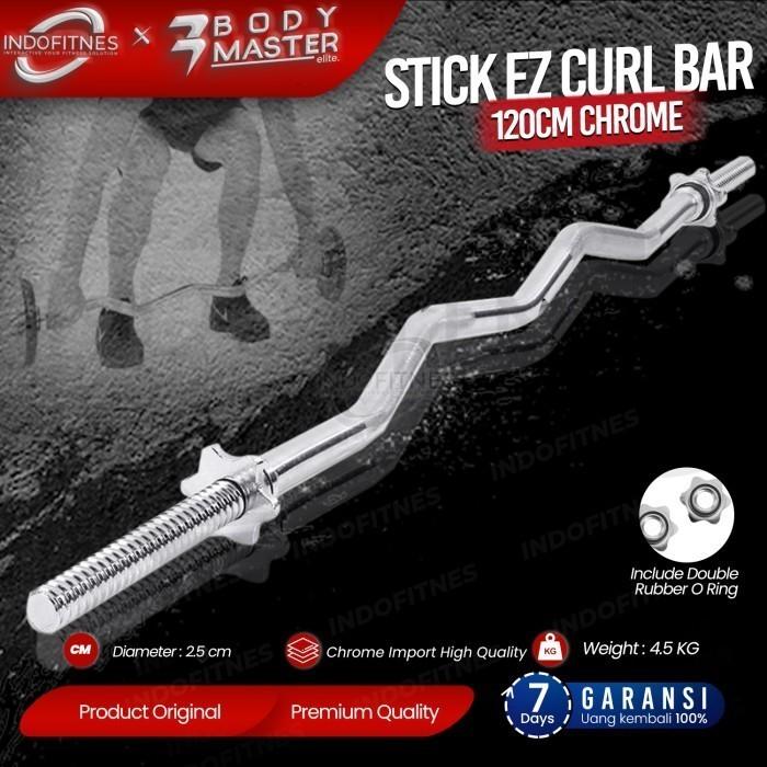 Gambar BODYMASTER Stick EZ Curl Bar 120cm Chrome - Stik Bengkok Bicep Barbell - BELUM ONGKIR - Stick BM-A168 dari BINARAGANET undefined Tokopedia