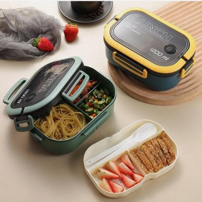 Gambar Lunch Box Kotak Bekal Kotak Makan Tempat Ompreng Bento BPA Free 1200ML - Random Warna dari Mega Store Express undefined Tokopedia