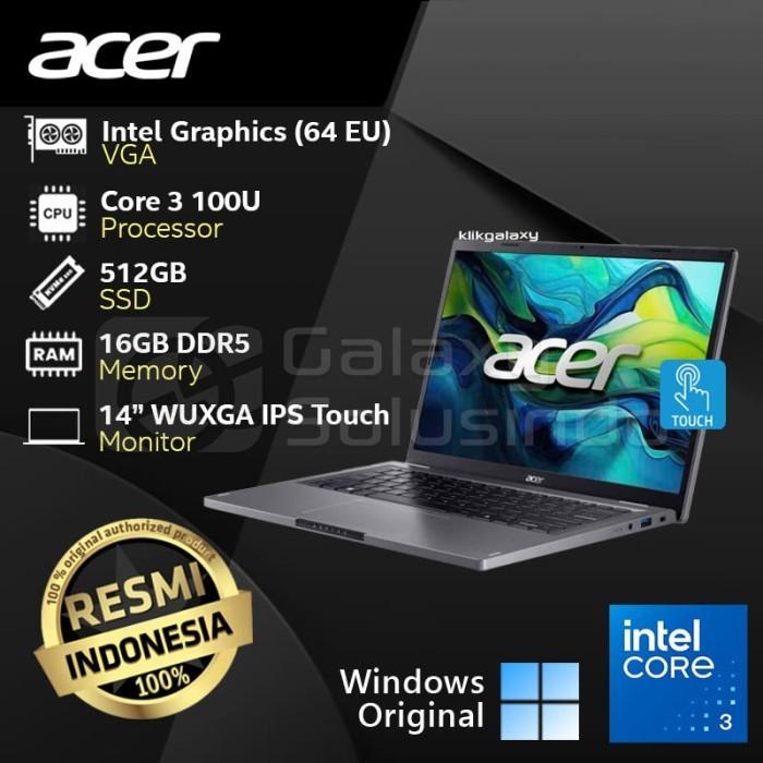 Gambar ACER ASPIRE 5 SPIN 14 ASP14-51MTN-351C Intel Core 3-100U 512GB SSD 16GB RAM - Grey Notebook Laptop dari Gasol Maspion Square Surabaya undefined Tokopedia