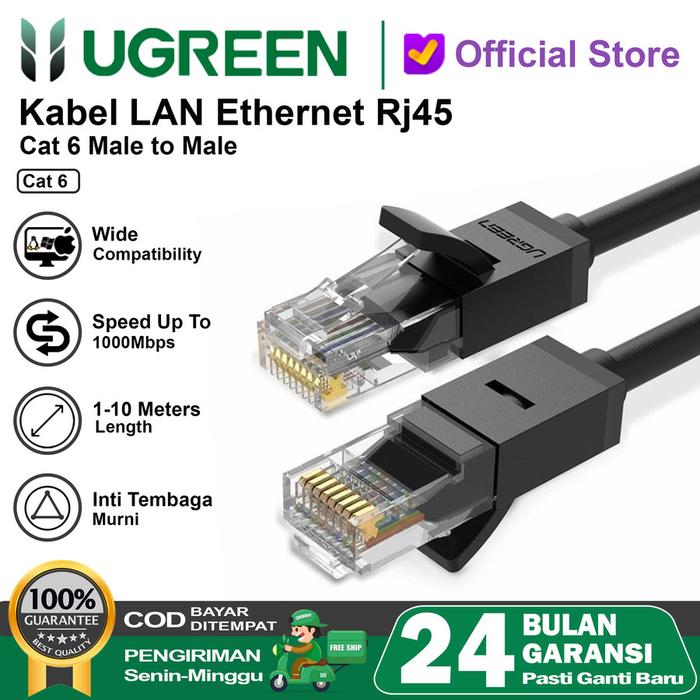 Gambar UGREEN Kabel LAN Ethernet Cat 6 UTP 1000mbps - CAT-6, 2 METER dari GGSTORESBY undefined Tokopedia