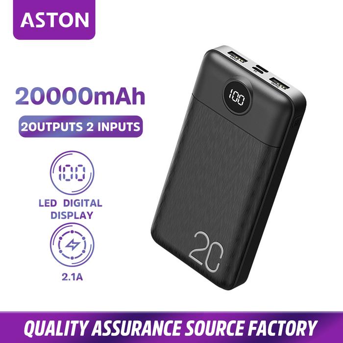 Gambar 【Aston】Power Bank Pengisian Cepat Asli Dengan Kapasitas Sebenarnya 20000mAh/10000mAh, Input Micro USB / Type C Ganda, Dilengkapi Dengan Tampilan LED Untuk Menunjukkan Kapasitas Baterai. Cocok Untuk Apple / Xiaomi / VIVO / OPPO / Huawei dari Sitimelani undefined Tokopedia