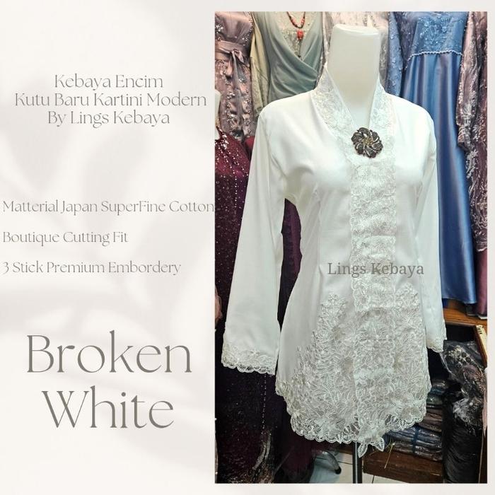 Gambar Ada Kebaya Encim Modern Kutu Baru Kartini Lime Sage Green Milo Nude Pink Rosegold Dusty Purple Abu Grey Blue Denim Burgundy Olive Hitam Navy Dongker - Broken White, S dari Berkah Djaia undefined Tokopedia