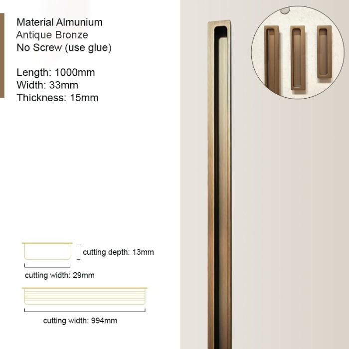 Gambar Recessed Brown Bronze Handle Laci tanam Perunggu coklat almunium Licht Flushed Drawer Pull Invisible Tarikan Lemari Gagang Tenggelam - 100 cm dari Woodstock Decor undefined Tokopedia