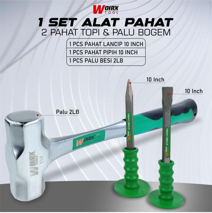 Gambar ALAT PAHAT BATU BETON LANCIP PIPIH 8 INCH + PALU BOGEM BATU 2LB 3LB - 10" + PALU 2LB dari gamelan. undefined Tokopedia