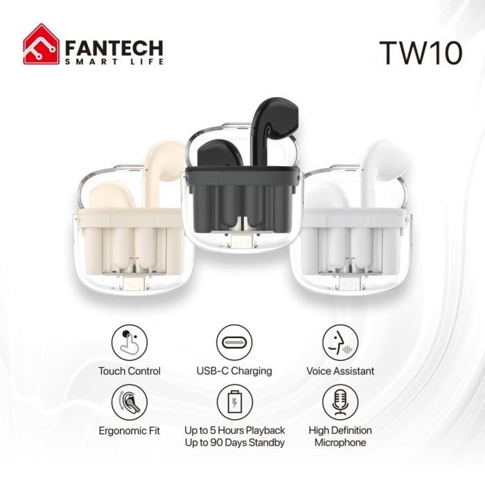 Fantech TWS Wave TW10 TW-10 True Wireless Earphone Bluetooth Earbuds BEIGE di Pandacom_new Tokopedia