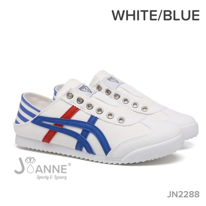 Gambar JOANNE Comfy Sneakers Shoes #JN2288 - WHITE/BLUE, 36 dari JOANNE.ID Kota Tangerang Tokopedia