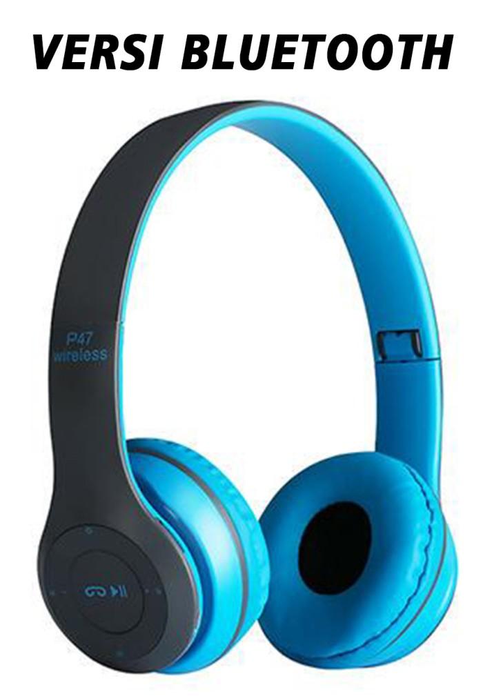 Gambar PROMO TERMURAH HEADPHONE BLUETOOTH OEM SUPER BASS HEADSET P47 WIRELESS - BLUE-BLUETOOTH dari Berkah martt undefined Tokopedia