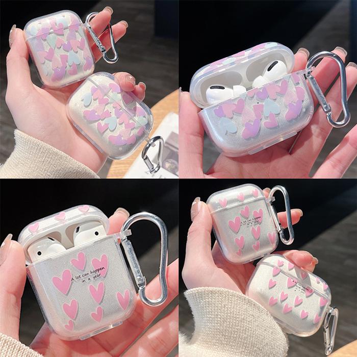 Jual Cute Heart Clear Earphone Box Case For Apple Airpods