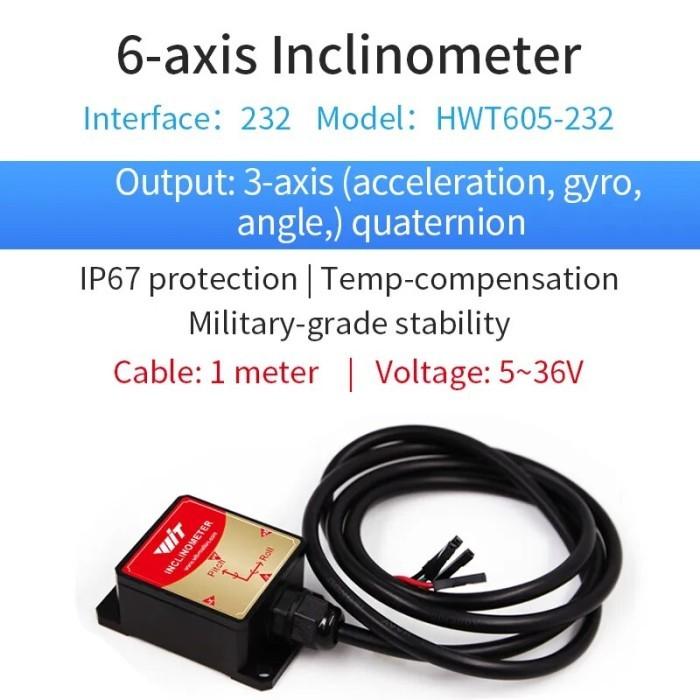 Gambar WitMotion Military-Grade Inclinometer HWT605 High-Precision Angular Sensor Accelerometer+Angle+Gyro, MPU9250 IMU, Temperature Compensation, Tilt Angle, IP67 Waterprooftion - HWT605-RS232 dari HEX Hobby undefined Tokopedia