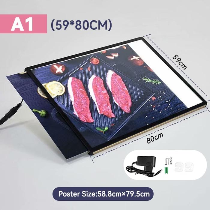 Gambar LED Cafe Menu Board/LED Sign board/Slim Light Box/LED Light Box/LED Display Sign Board/LED Menu Board/Frame Dinding Foto/Display Dinding/Frame Foto Aesthetic -  59*80CM 24V dari FADEF Onshop undefined Tokopedia