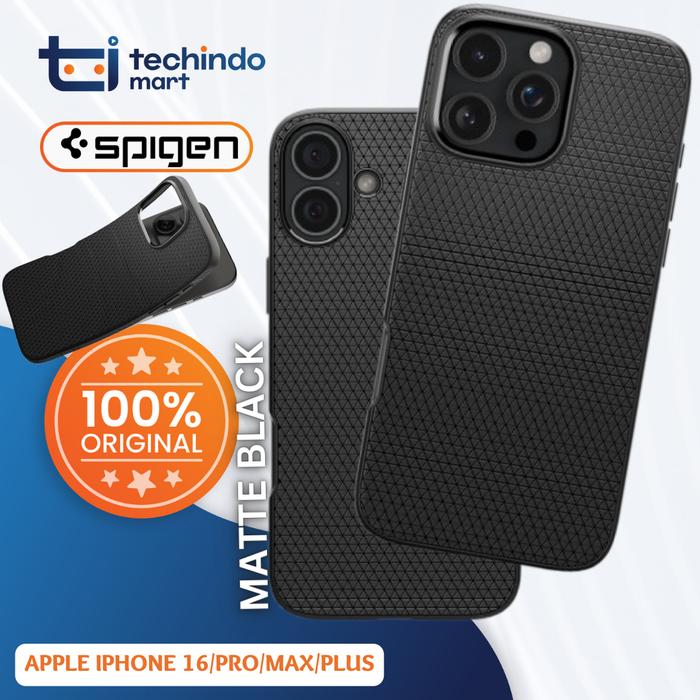 Gambar Case iPhone 16 Series Pro Max Plus Spigen Liquid Air Matte Soft Cover Casing Anti Slip Shock Crack - MATTE BLACK, 16 PRO MAX dari techindo mart undefined Tokopedia