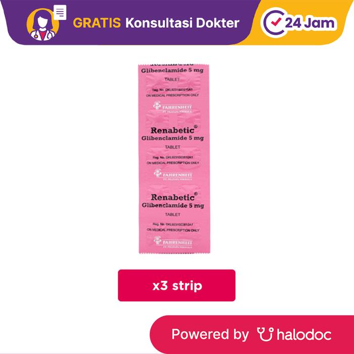 Gambar Renabetic 5 mg 3 Strip 30 Tablet - Diabetes - Halodoc dari Apotek Kosambi Jakarta Barat undefined Tokopedia