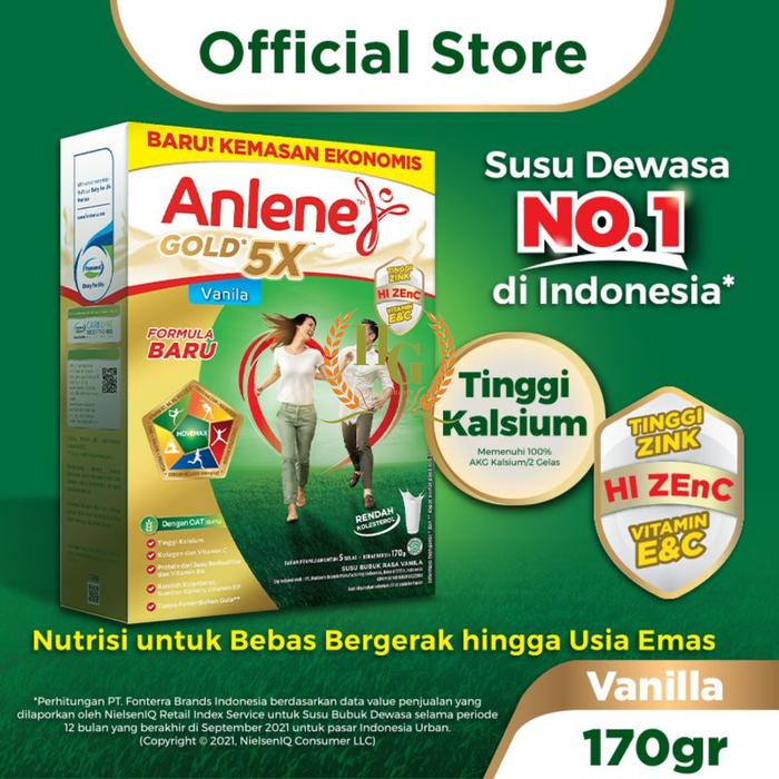 Gambar Anlene Gold 5X Susu Bubuk Vanila 170g-Tulang Sendi & Otot Susu Bubuk Rasa Vanilla dari Hyper Grosir undefined Tokopedia