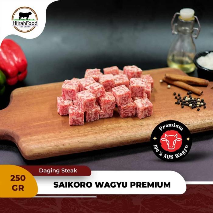 Gambar Hijrahfood Saikoro Beef Wagyu Premium AUS | Daging Sapi Potong Dadu Real Wagyu - 250 gram dari Hijrahfood Meatshop undefined Tokopedia