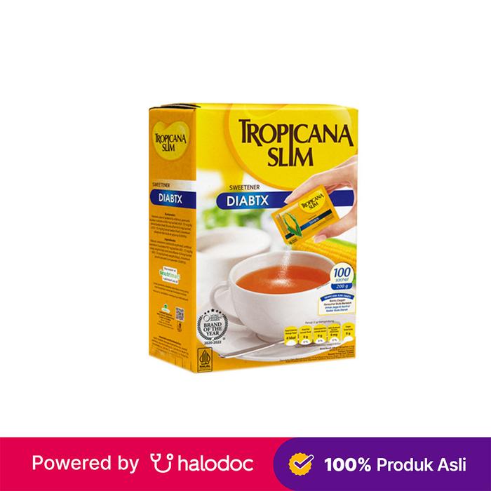 Gambar Tropicana Slim Sweetener Diabtx 100 Sachet - Diabetes - Halodoc dari Apotek Aka Farma Kebon Jeruk undefined Tokopedia