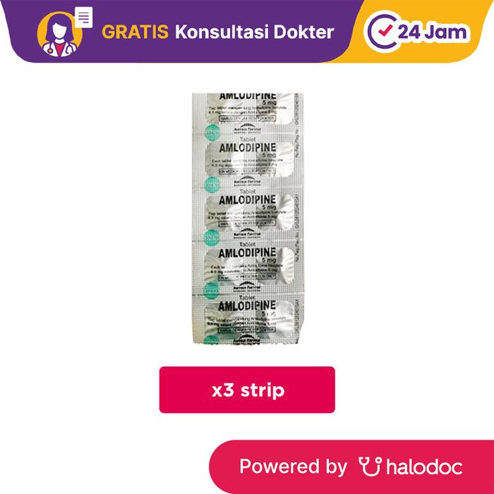 Gambar Amlodipine 5 mg 3 Strip 30 Tablet - Hipertensi - Halodoc dari Apotek Halomedika Cicendo undefined Tokopedia