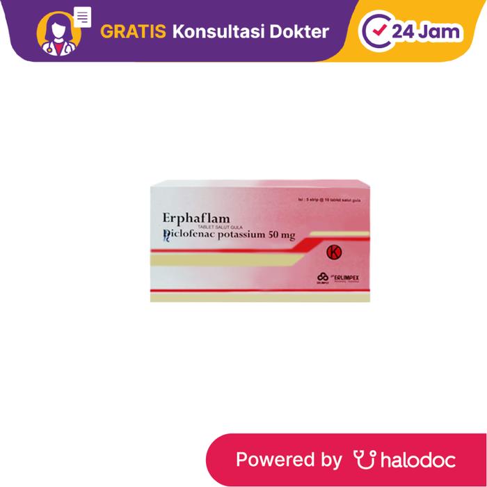 Gambar Erphaflam 50 mg 10 Tablet - Obat Pereda Demam & Nyeri - Halodoc dari Apotek TBS Bandung undefined Tokopedia