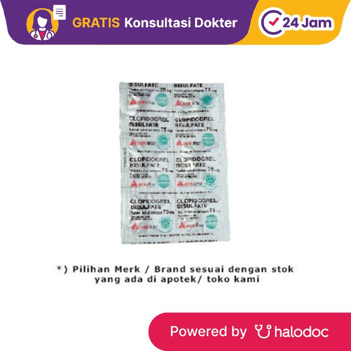 Gambar Clopidogrel 75 mg 10 Tablet - Obat Jantung - Halodoc dari Apotek Halomedika Tirta Raya Sidoarjo undefined Tokopedia