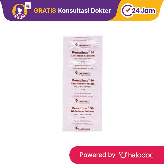 Gambar Renadinac 50 mg 10 Tablet - Obat Pereda Demam & Nyeri - Halodoc dari Apotek Melia Mataram Diy undefined Tokopedia
